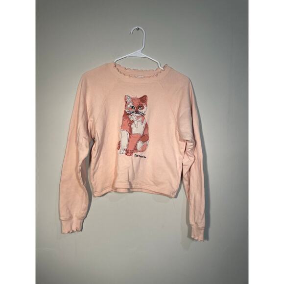 Teddy‎ Fresh Don’t Touch Me Pink Cat Sweatshirt - Picture 1 of 10